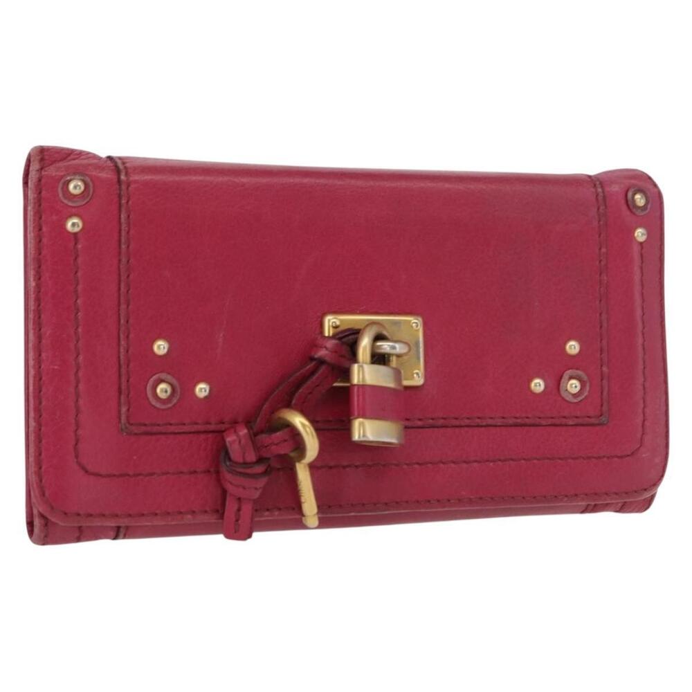 Chloe Paddington Long Wallet Leather Pink Gold Auth BA9436